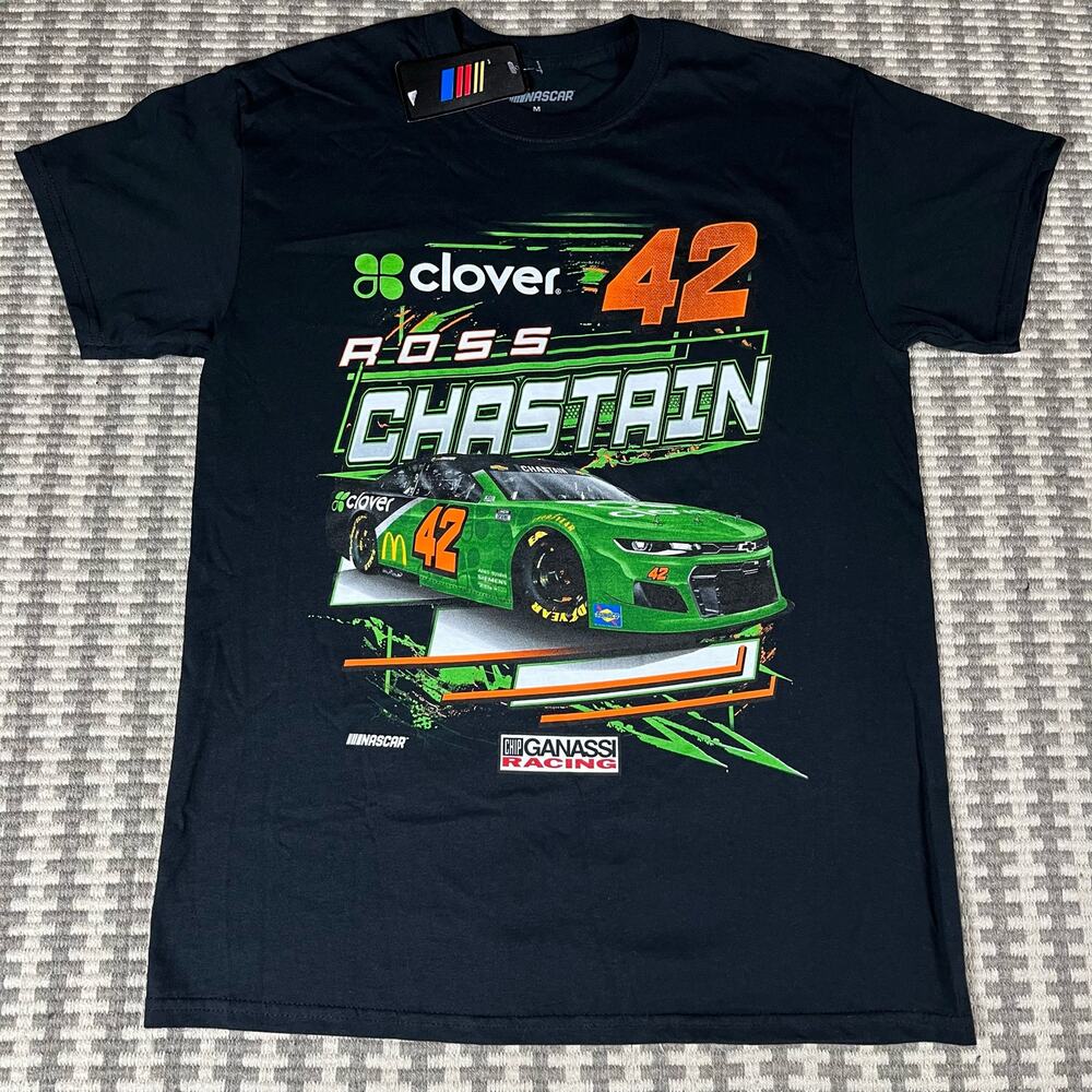 Checkered Flag Black Ross Chastain Slingshot T-Shirt Men’s Sz M Black NWT